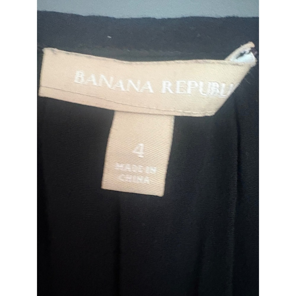 Banana Republic Womens Black Long Sleeve V-Neck Belted Mini Dress Size 4 Pockets - Picture 5 of 6